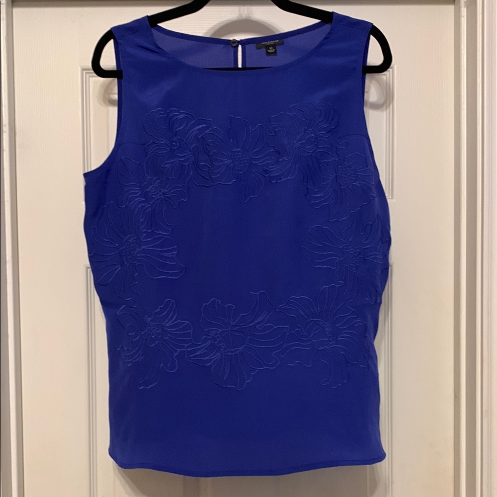 Ann Taylor Blue Fitted Sleeveless Tank Top